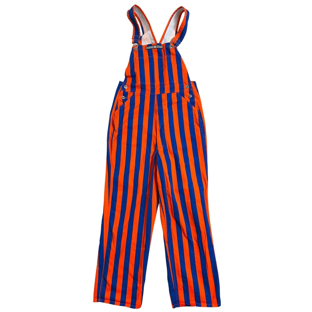 Game Bibs Orange Blue Striped Overalls Unisex Small Gameday Tailgate Cotton Bibs